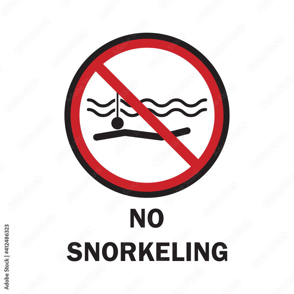 beach safety signs with no snorkeling warning text. vector illustration beach safety signs with no snorkeling warning text. vector illustration