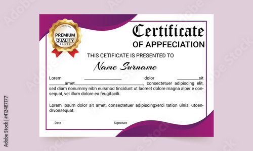 Diploma of modern design. Certificate of achievement template. Certificate template. Vector illustration.