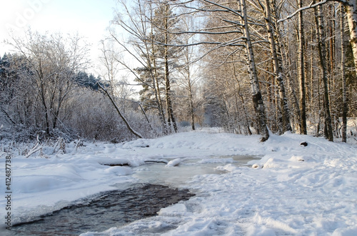  Beautiful winter landscape on a sunny frosty day © Elena