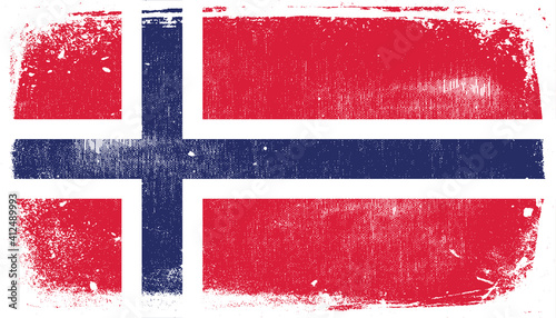 Norway Flag. Vector Illustration with grunge frame.