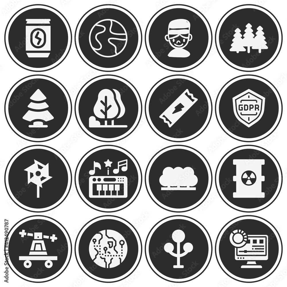 16 pack of ecology filled web icons set 16 pack of ecology filled web icons set