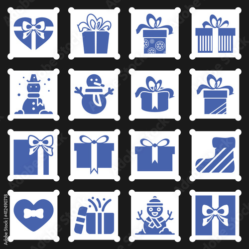 16 pack of giftbox  filled web icons set