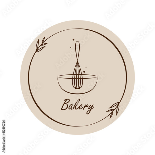 Bakery logo design. Bakery sign vector. Whisk logo design.