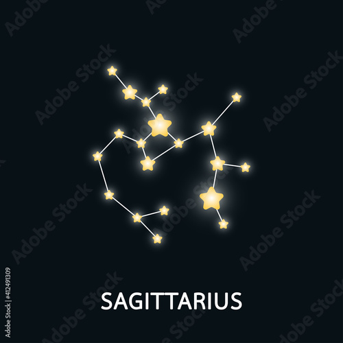 Astrological zodiac Sagittarius. 12 zodiac symbol. Astronomy occult symbol with zodiac sign.