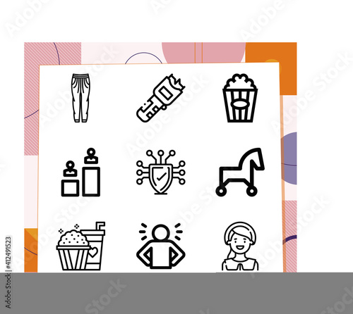 Simple set of 9 icons related to confidence