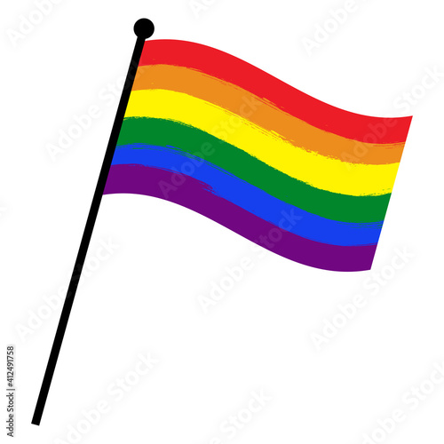 Lgbt waving flag. Gay and lesbian vector symbol. Official pride sign in rainbow colors. Great for tolerance banner or love freedom design. Illustration isolated on white.