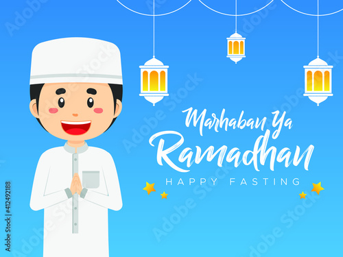 Business People Character Ramadhan Greeting Background