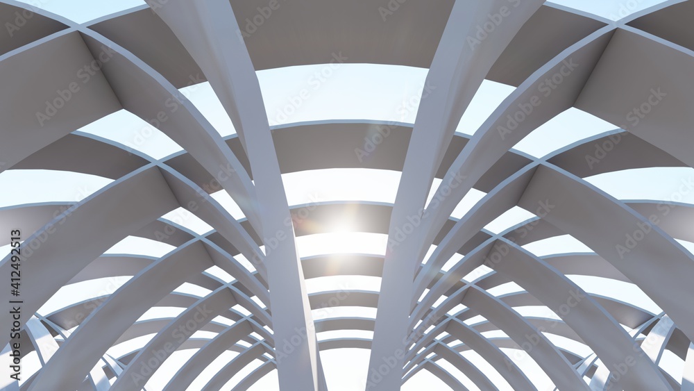Abstract architecture background arched interior 3d render