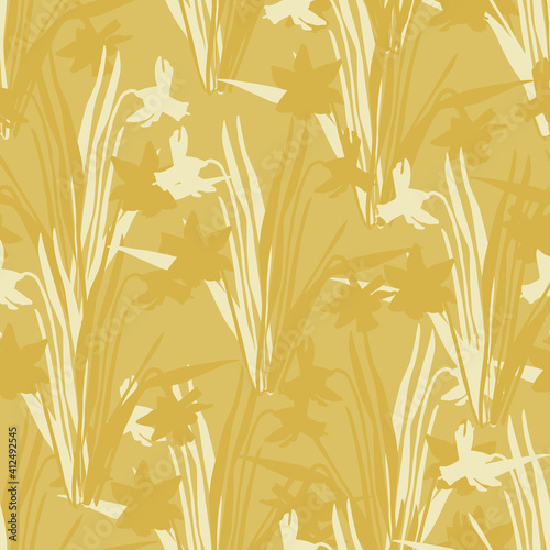 Vector yellow daffodil texture repeat pattern background