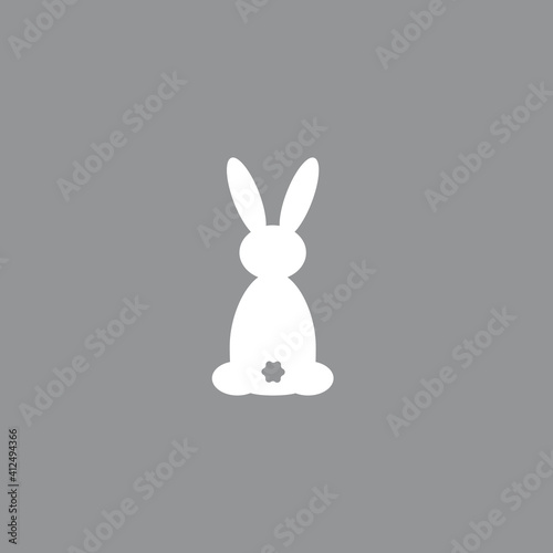 White easter rabbit. Easter Bunny on gray background