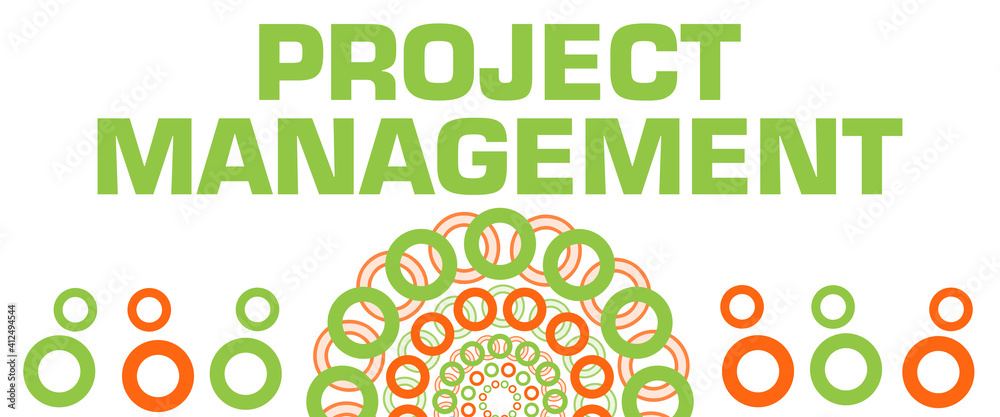 Fototapeta premium Project Management Orange Green Circular Rings Bottom 