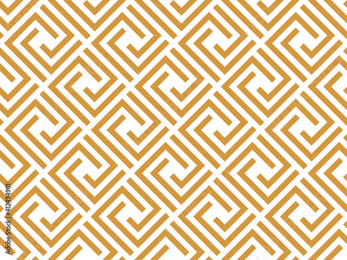 Abstract geometric pattern. A seamless vector background. White and gold ornament. Graphic modern pattern. Simple lattice graphic design