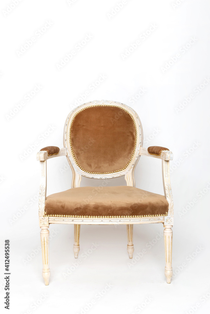 Empty retro chair on the white background, Empty retro chair on the white background,