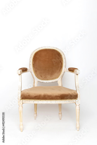 Empty retro chair on the white background,