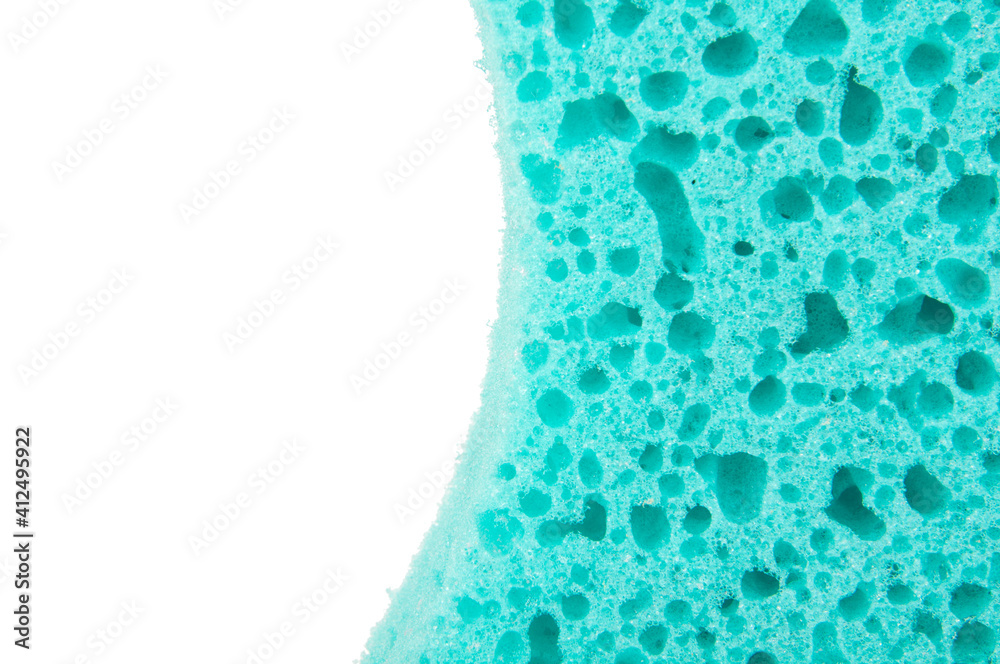Naklejka premium Blue sponge for shower wisp isolated on the white background