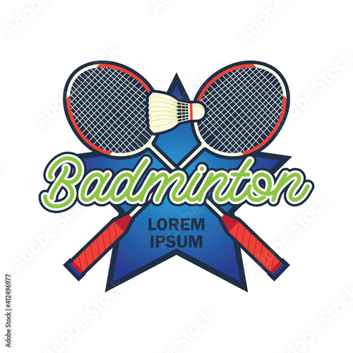 badminton icon with text space for your slogan tag line, vector illustration