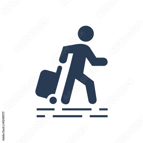 Traveling man icon. Travel around the world icon.