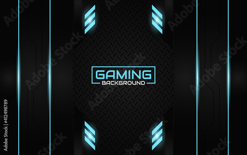 Abstract futuristic geometric black and blue gaming background with modern esport shapes. Vector design template technology concept can use element game banner, sport poster, cyber wallpaper, web