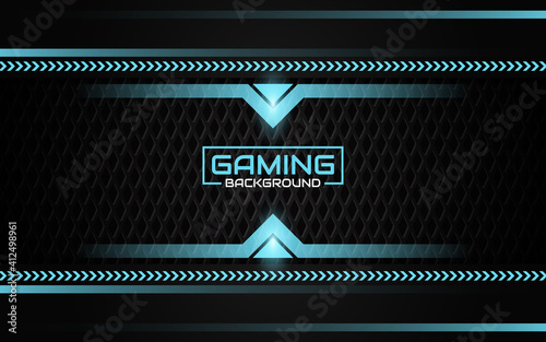 Abstract futuristic geometric black and blue gaming background with modern esport shapes. Vector design template technology concept can use element game banner, sport poster, cyber wallpaper, web
