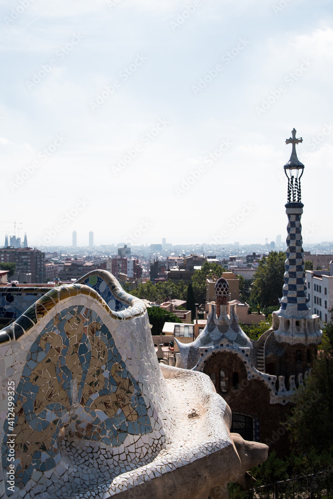 Fototapeta premium Park Guell by Anton Gaudi in Barcelona Spain