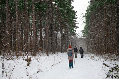 People walking outside on a winter day