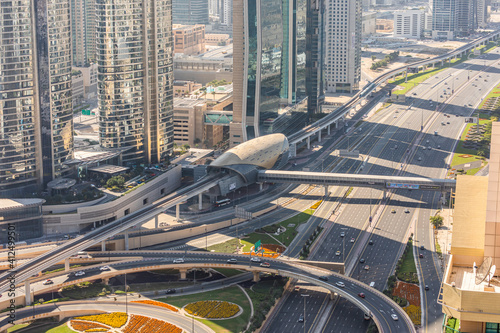 Photography DUBAI, UAE - December, 2020: Dubai skyline with beautiful city close to it's bus