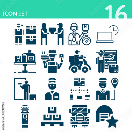 Simple set of 16 icons related to vaginal birth