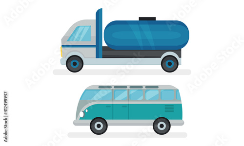 Cars or Automobile as Wheeled Motor Vehicle Used for Transportation Vector Set