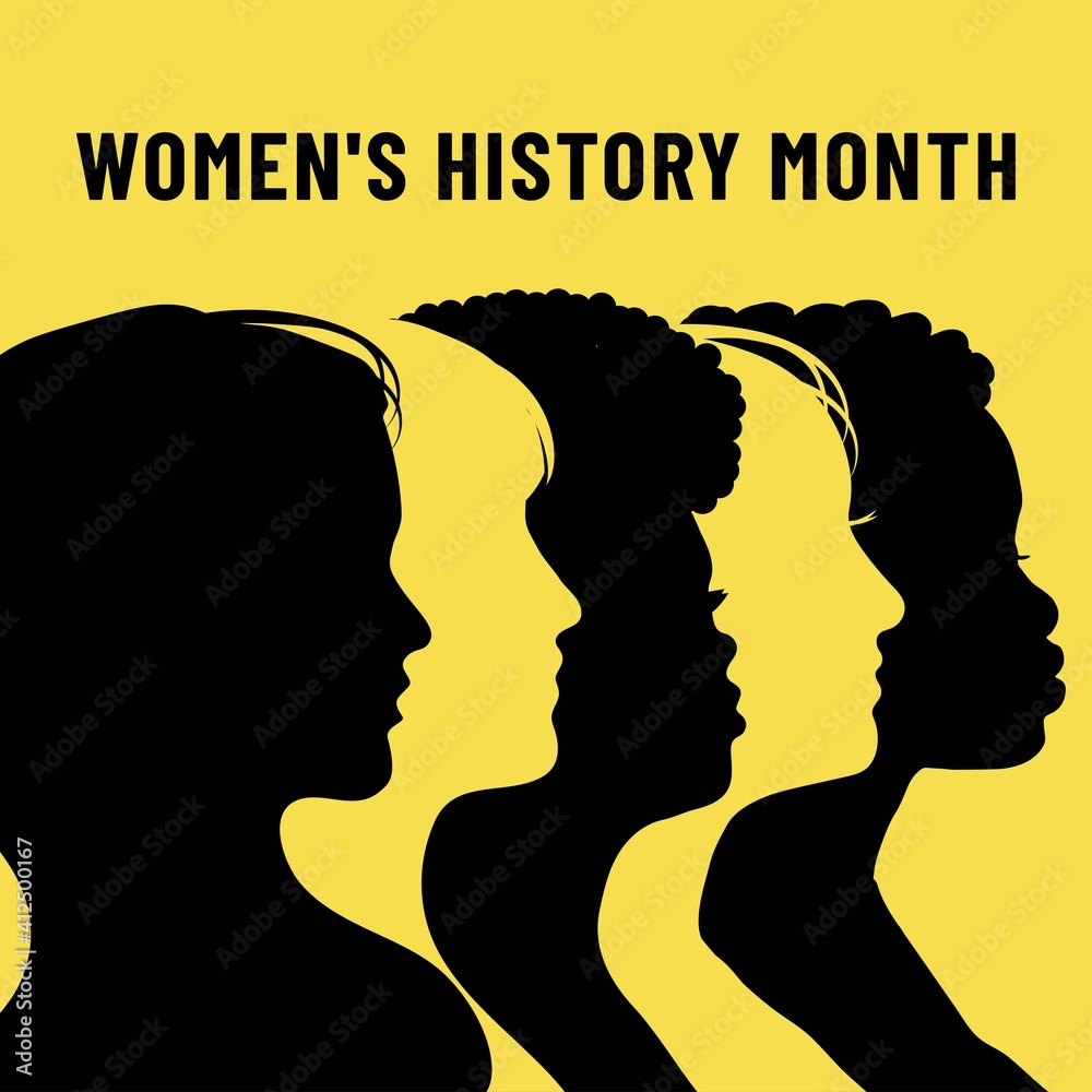 Womens History Month. Women's day. Poster with different women. 8 march - obrazy, fototapety, plakaty 