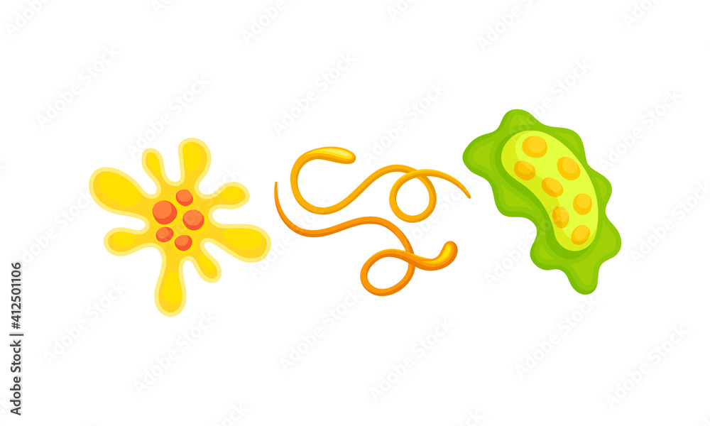 Various Virus, Microbe and Germs of Different Color and Shape Vector Set Various Virus, Microbe and Germs of Different Color and Shape Vector Set