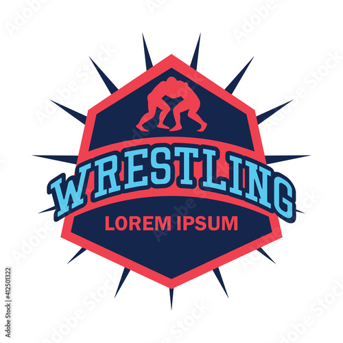 wrestling logo with text space for your slogan tag line, vector illustration