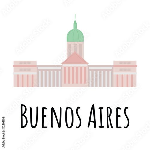 Hand drawn flat The Palace of the Argentine National Congress (Palacio del Congreso) is a seat of the Argentine National Congress in Buenos Aires, Argentina.