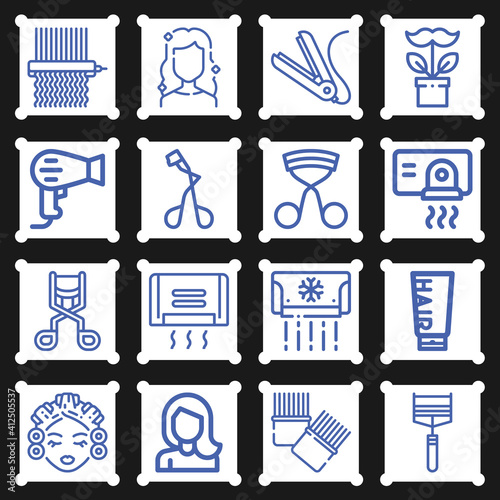 16 pack of plant process  lineal web icons set