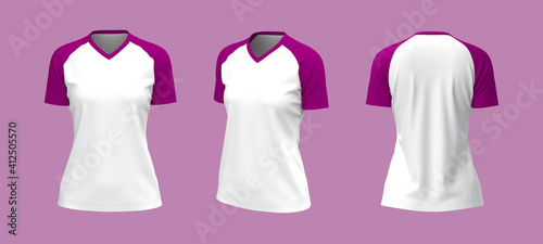 Short-sleeve raglan t-shirt mockup, 3d illustration, 3d rendering