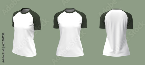 Short-sleeve raglan t-shirt mockup, 3d illustration, 3d rendering