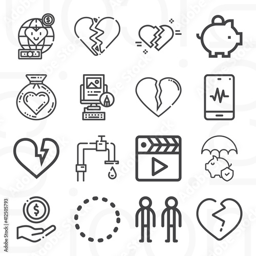 16 pack of dies  lineal web icons set