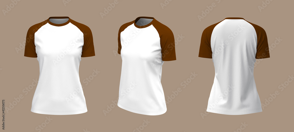 Short-sleeve raglan t-shirt mockup, 3d illustration, 3d rendering Short-sleeve raglan t-shirt mockup, 3d illustration, 3d rendering