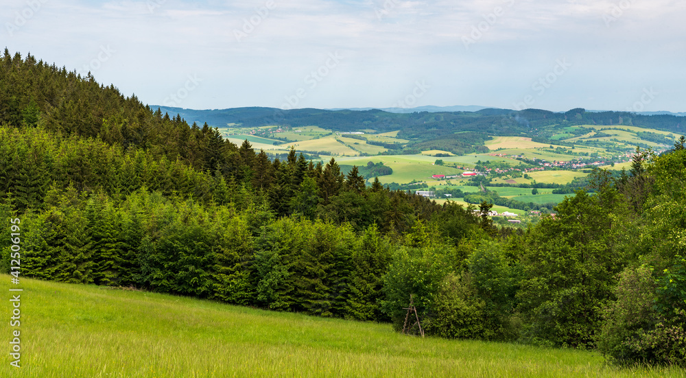 Valasske Prikazy and Studlov village with hilly surrounding in Czech republic Valasske Prikazy and Studlov village with hilly surrounding in Czech republic