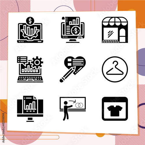 Simple set of 9 icons related to inform