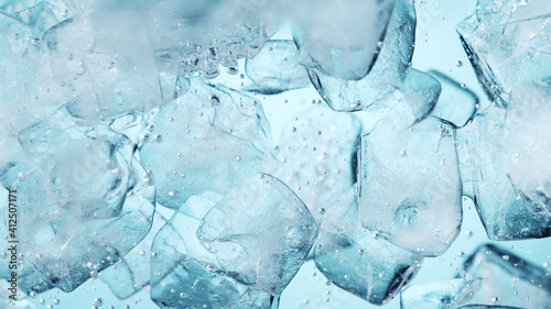 Detail of whirling water with ice cubes