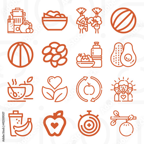16 pack of adolescents  lineal web icons set