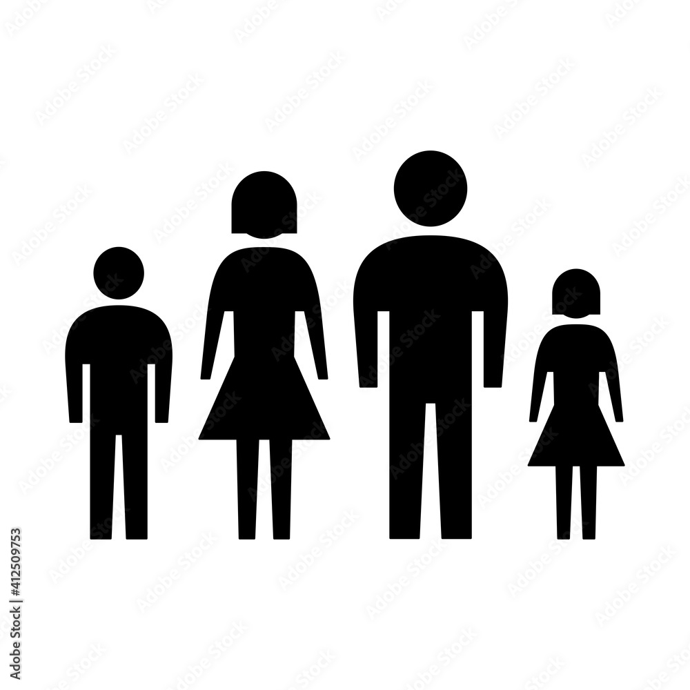 Family Icon with Mother, Father, Son and Daughter. Vector Image. Family Icon with Mother, Father, Son and Daughter. Vector Image.