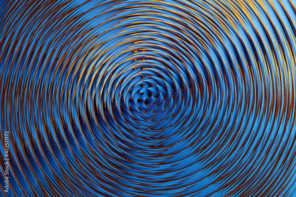 3D illustration of a hypnotic pattern. Abstract blue background with shimmering circles and glitter. Luxurious background design 3D illustration of a hypnotic pattern. Abstract blue background with shimmering circles and glitter. Luxurious background design