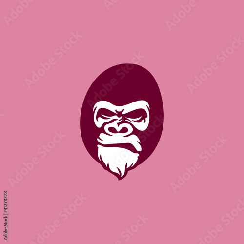 angry gorilla head logo template vector. 
Monkey face logo template vector. Ape logo template