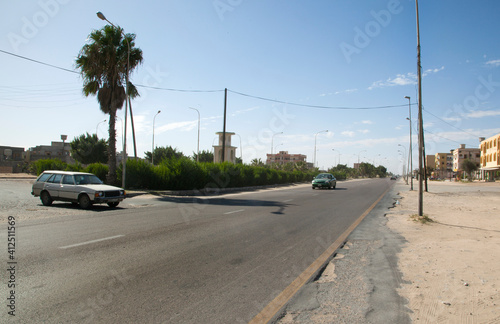 A street scene on the outskirts of Tripoli, Libya.