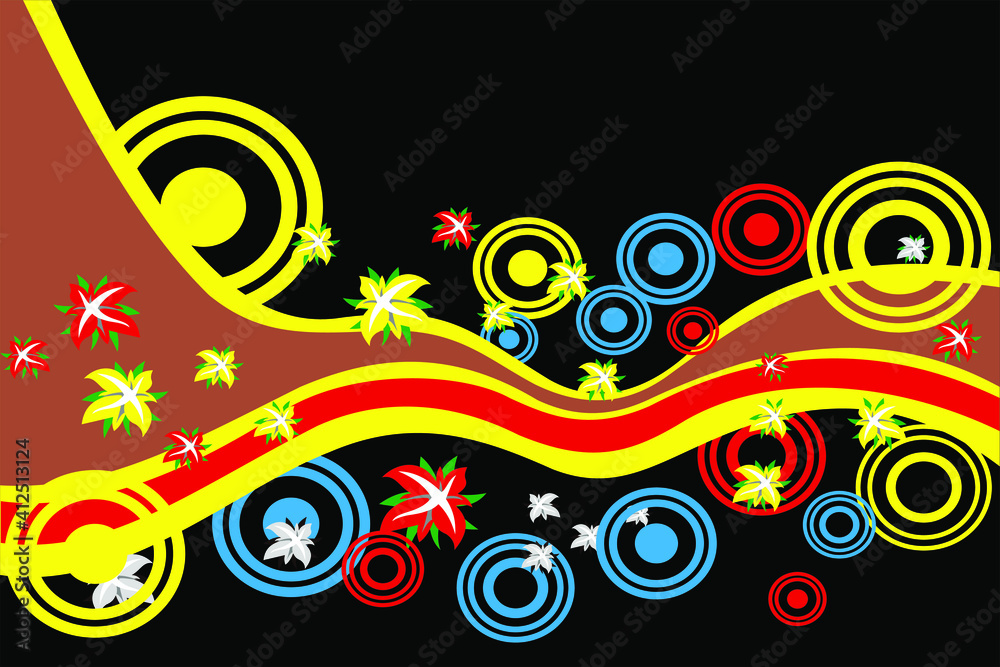 vector background design of colorful circles and wavy lines, suitable for decorating inserts of posters, banners, cards, frames, congratulations on victories, happiness, celebrations, etc.