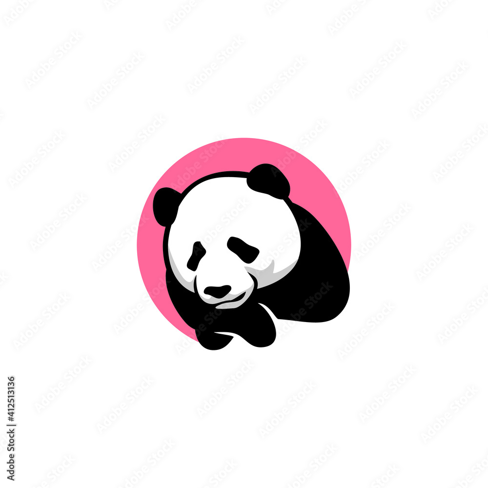 Obraz premium Cute Panda bear Logo design vector template. Funny Lazy Logo Panda animal Logotype concept icon. 