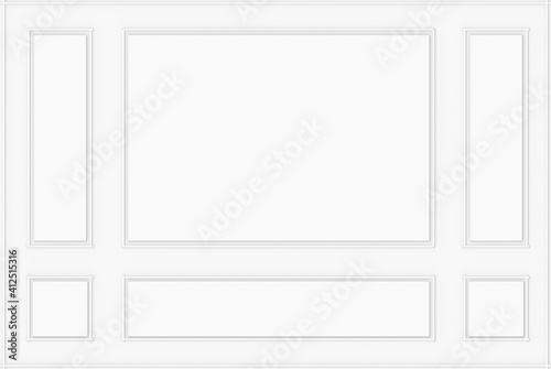 3d rendering. luxury white classical pattern mold wood wall background