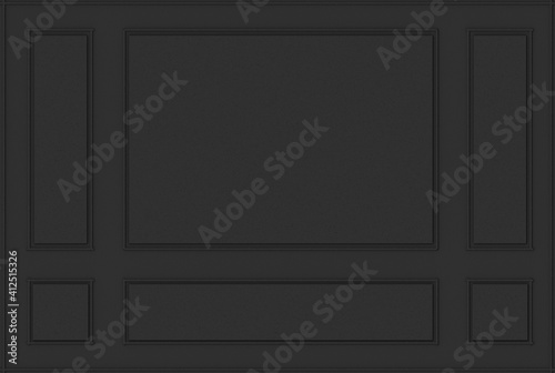 3d rendering. luxury black classical wood mold pattern wall background.