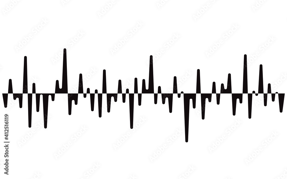 Black pulse music player. Audio wave logo. Sound equalizer element. Jpeg illustration